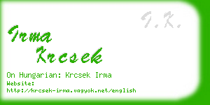 irma krcsek business card